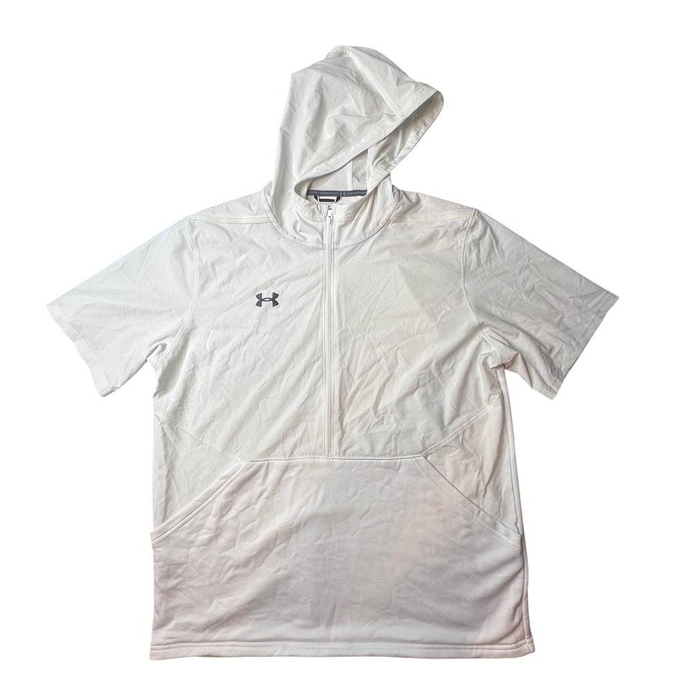 Under Armour Hoodie Mens XL 1343184 White Short Sleeve 1/4 Zip Loose Fit